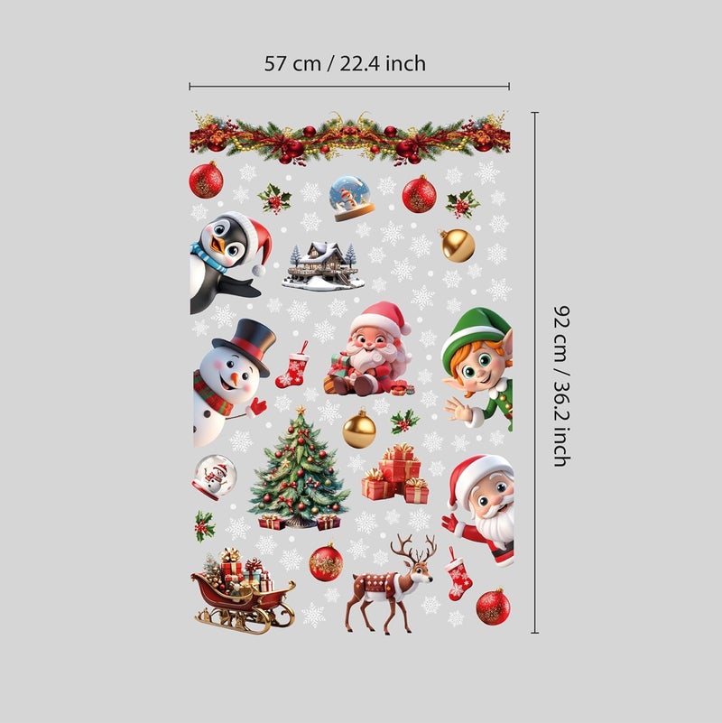 WALPLUS Christmas Window Clings - Clearance Decorations, Double-Sided Reusable Peel & Stick Removable for Glass, Living Room Xmas Peeking Santa Snowflakes, 149 Pcs - Image 5